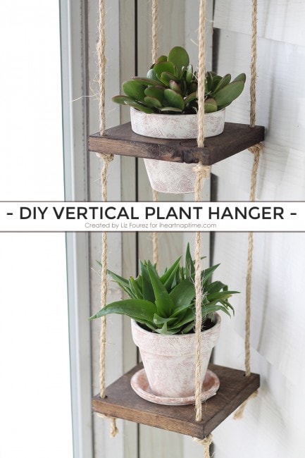 Learn how to make an easy DIY Vertical Plant Hanger! Perfect for small spaces!