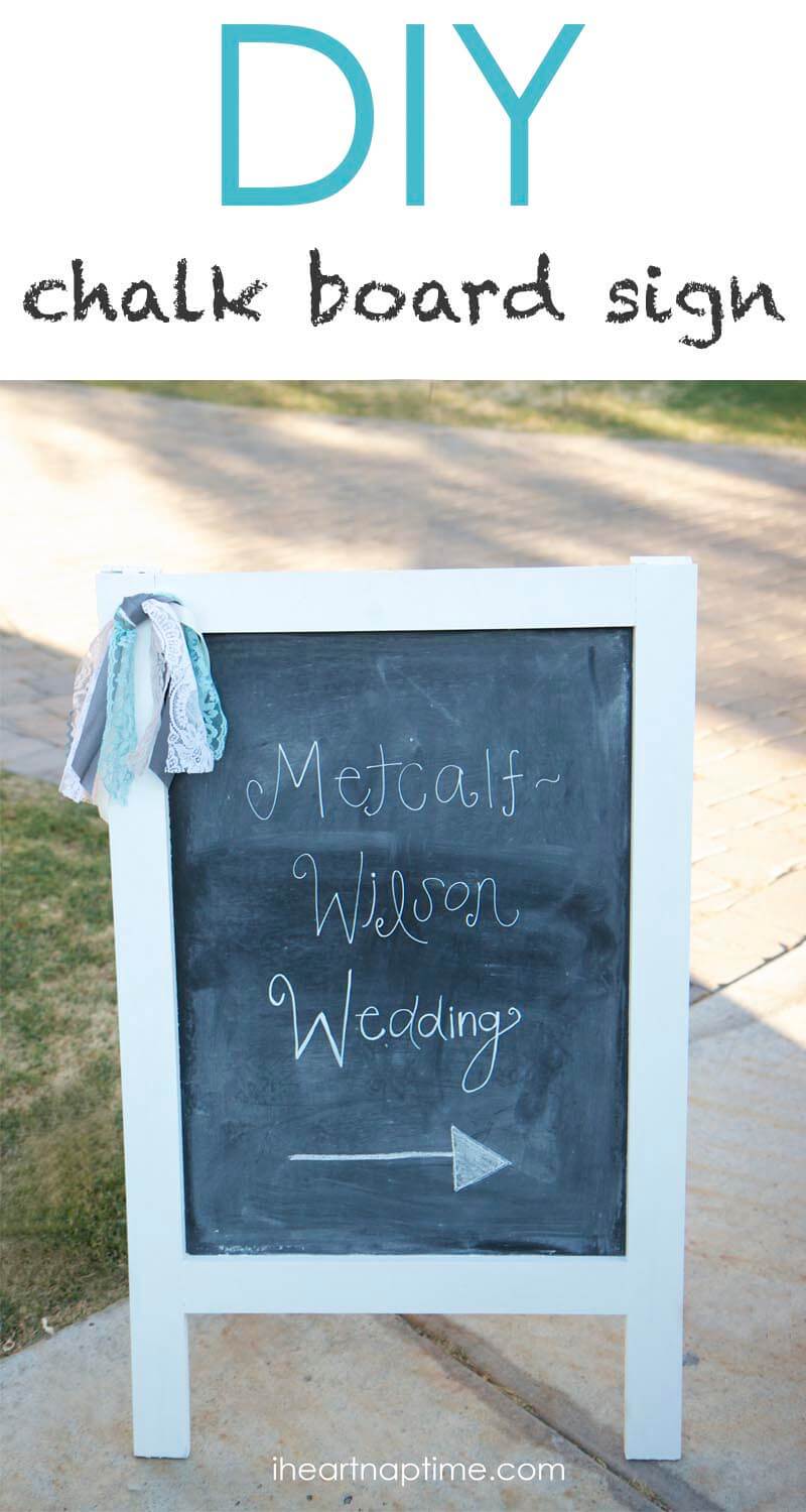 DIY chalk board sign....perfect for wedding, showers and parties!