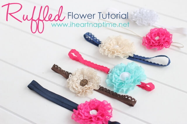 Make these gorgeous ruffled lace flowers for less than a buck! Find the tutorial on iheartnaptime.net #crafts
