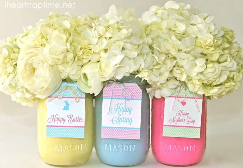 DIY Spring Mason Jars and Free Tags