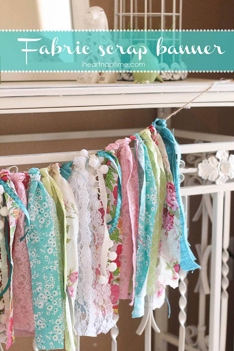 DIY fabric scrap banner... super easy to make and perfect for Spring! 