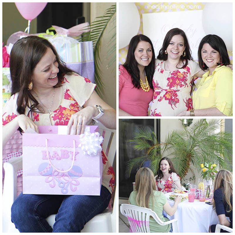 Darling pink and yellow baby shower + free printable baby shower games from @iheartnaptime