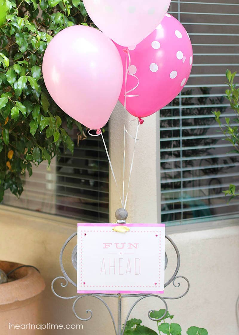 Darling pink and yellow baby shower + free printable baby shower games from @iheartnaptime