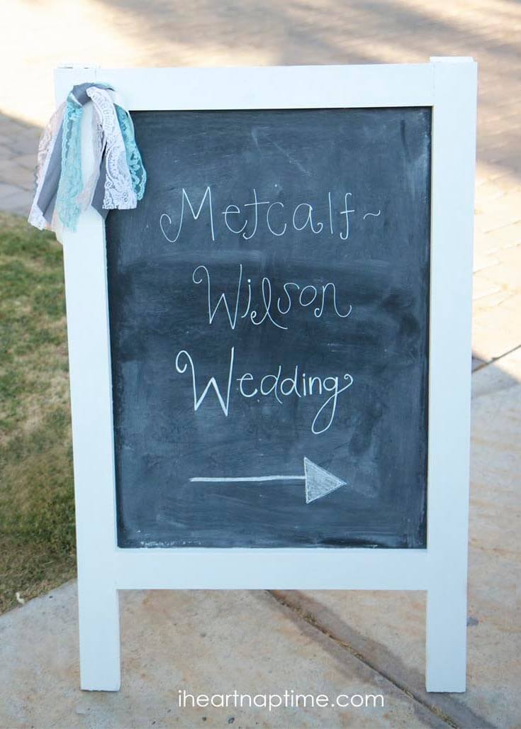 DIY chalk board sign...perfect for weddings, showers and parties!