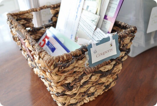 Home Organization Ideas-Coupon Basket