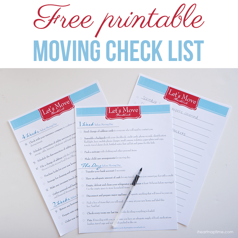 Free printable moving check list