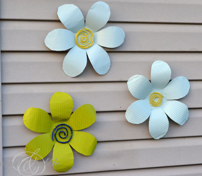 Tin Flowers on wall