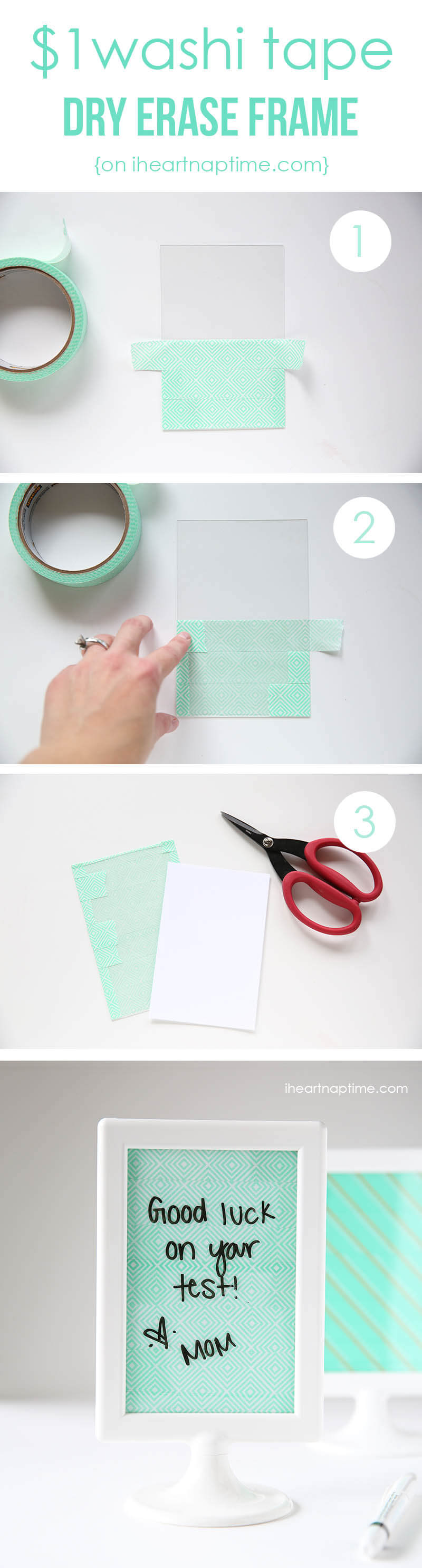 Create these washi tape dry erase frames for a buck! #DIY #crafts