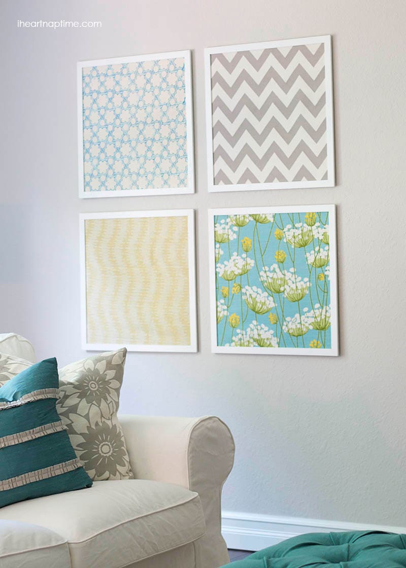 DIY fabric art on iheartnaptime.com ...super easy way to fill a big space! #homedecor