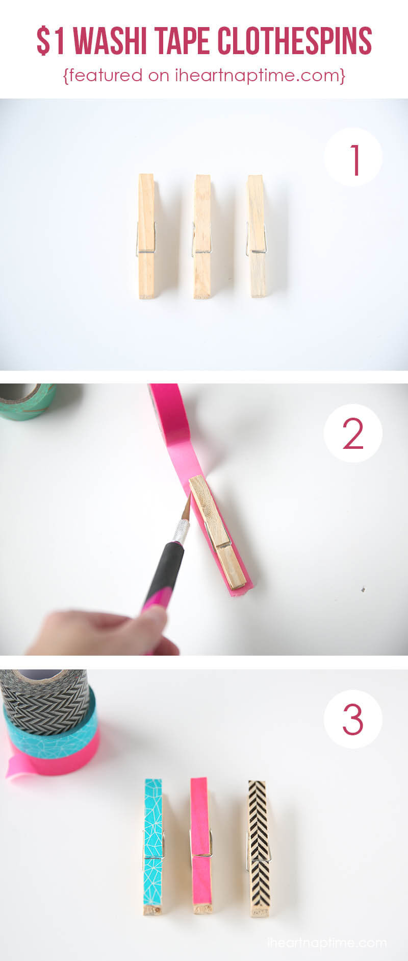 Washi Tape Clothespins Tutorial  Washi tape diy, Washi tape crafts, Washi  tape