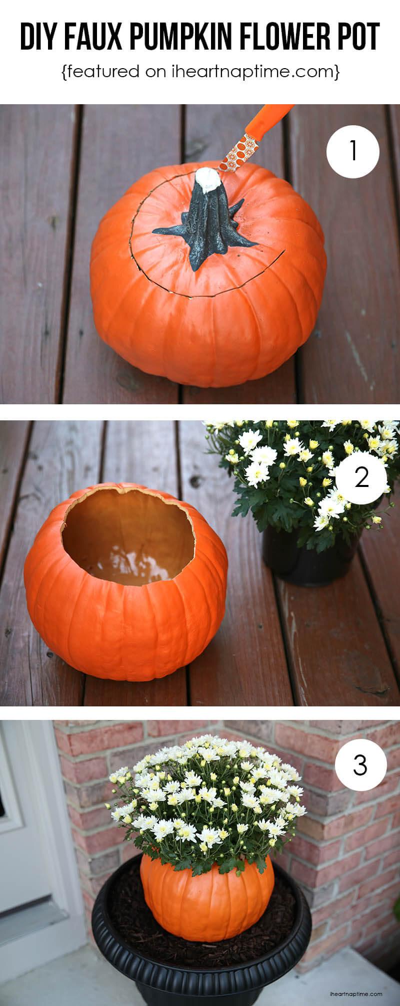 DIY faux pumpkin flower pot tutorial