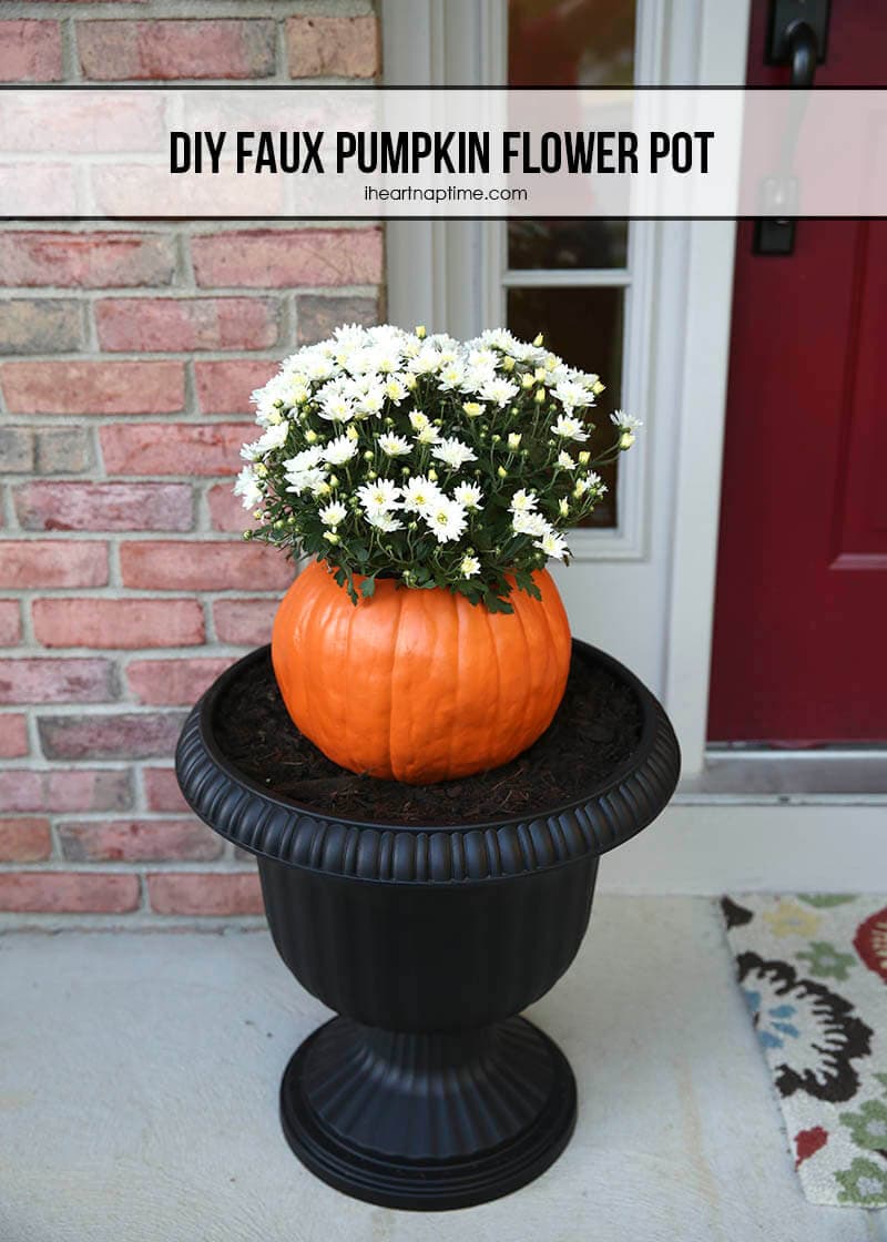 DIY faux pumpkin flower pot tutorial