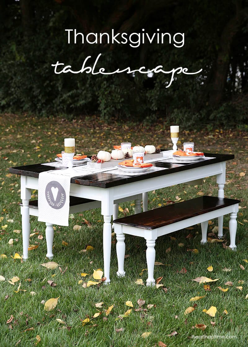 Thanksgiving tablescape + free printables on iheartnaptime.com 