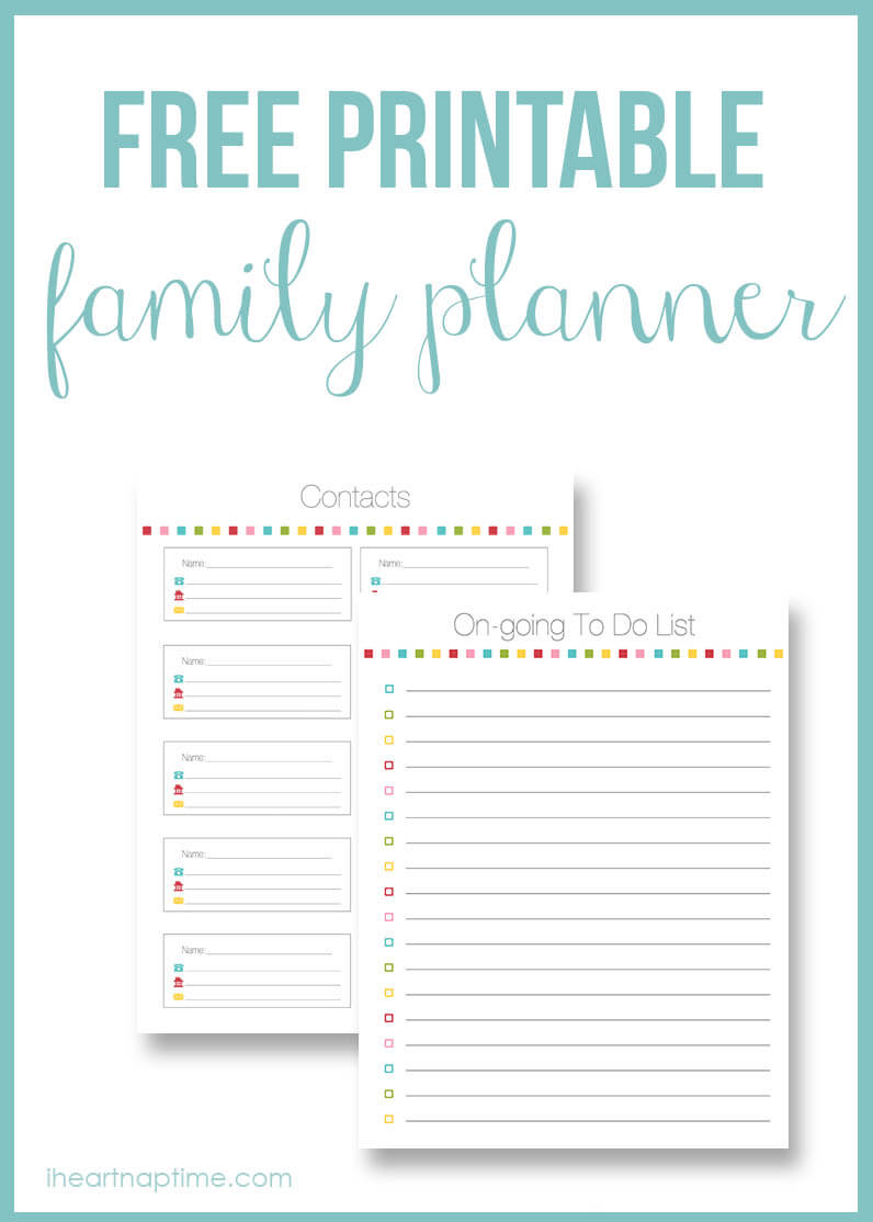 Free printable family planner