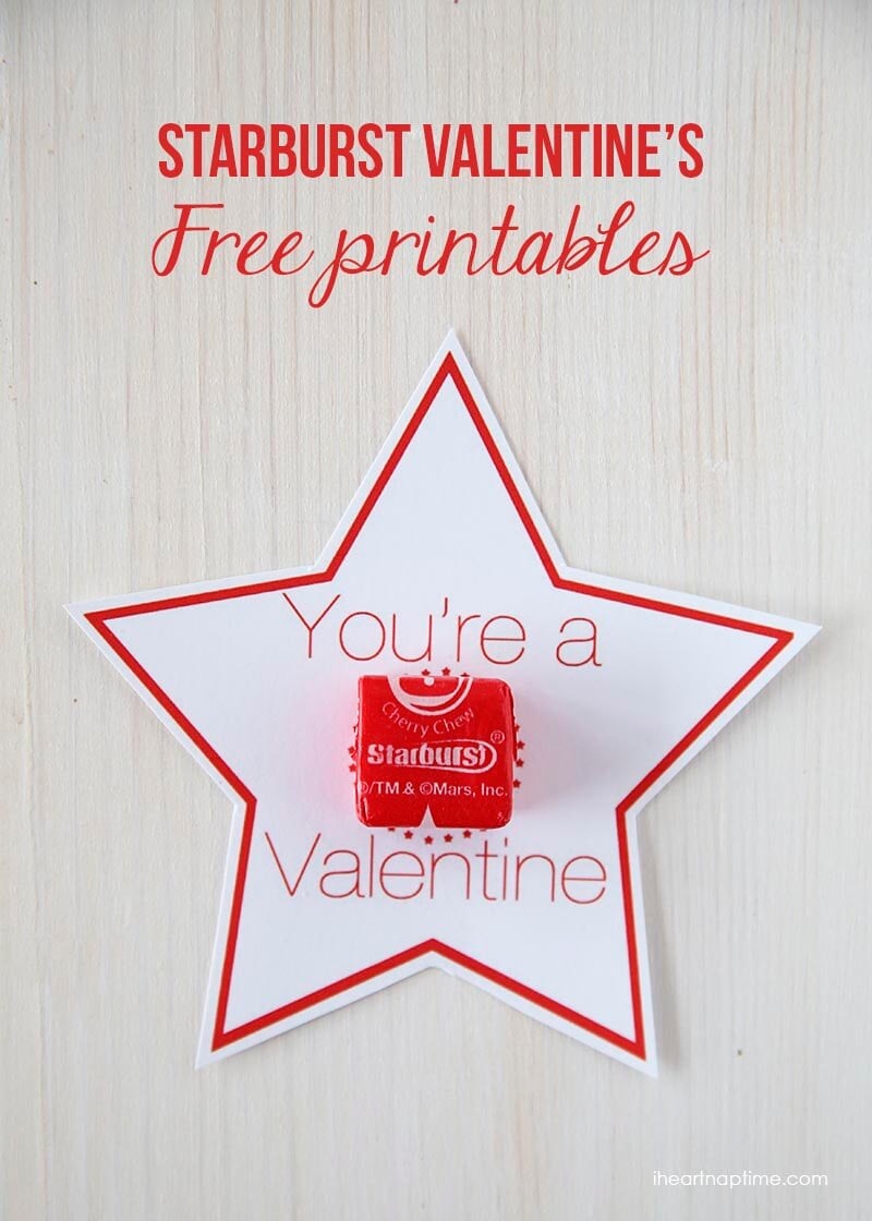 Love these Starburst Valentines on iheartnaptime.com ...there's 2 different free downloads! #freeprintables