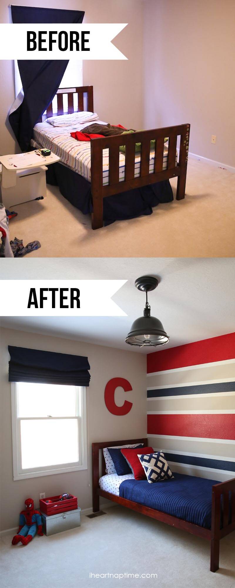 Beforea and after super hero room