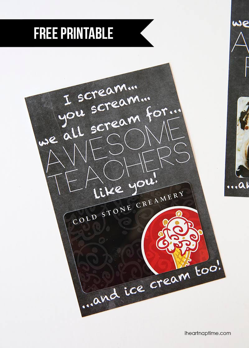 Ice cream FREE printables on iheartnaptime.com -such a cute and easy gift idea for friends and teachers! 