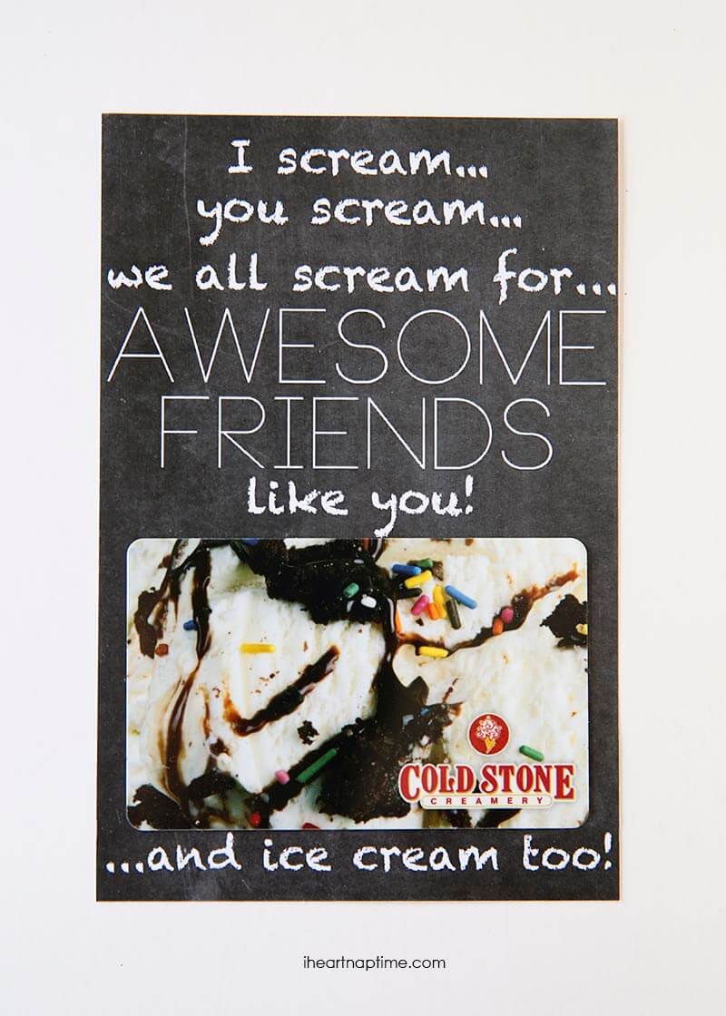 Ice cream FREE printables on iheartnaptime.com -such a cute and easy gift idea for friends and teachers! 