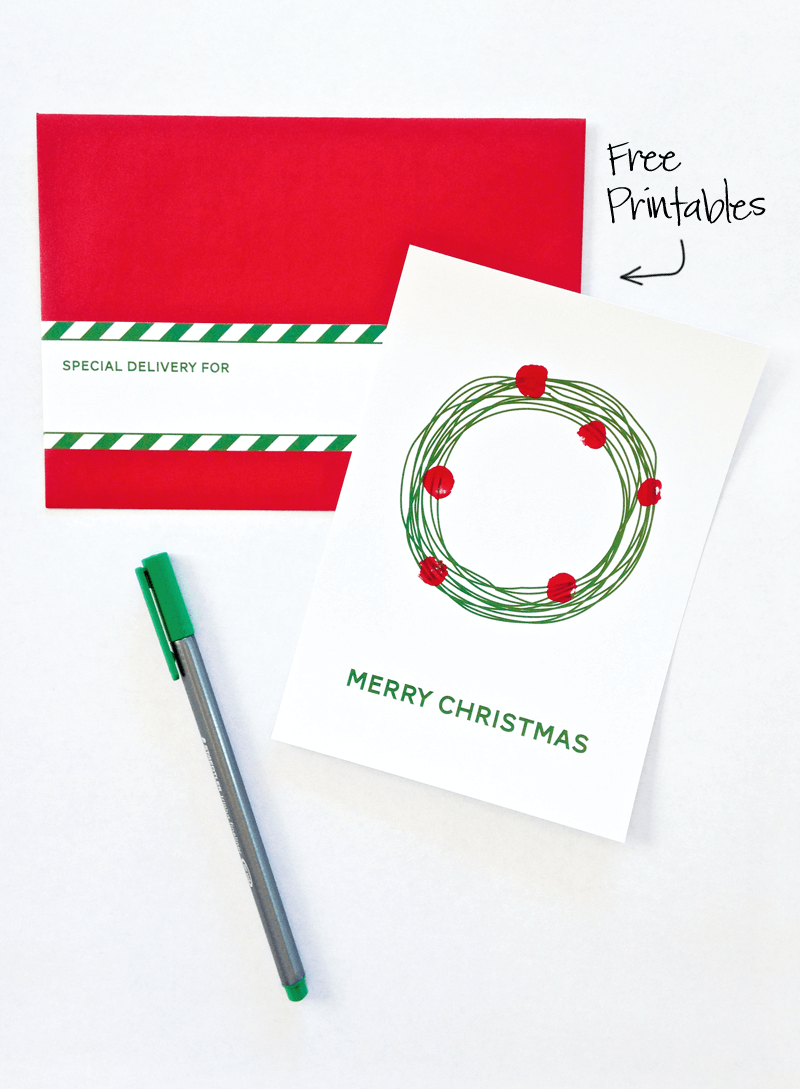 Free Printable Fingerprint Holly Cards by Paging Supermom on iheartnaptime.com
