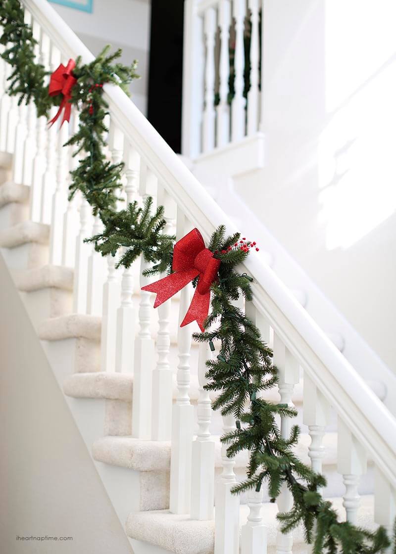 Christmas garland on the stairs