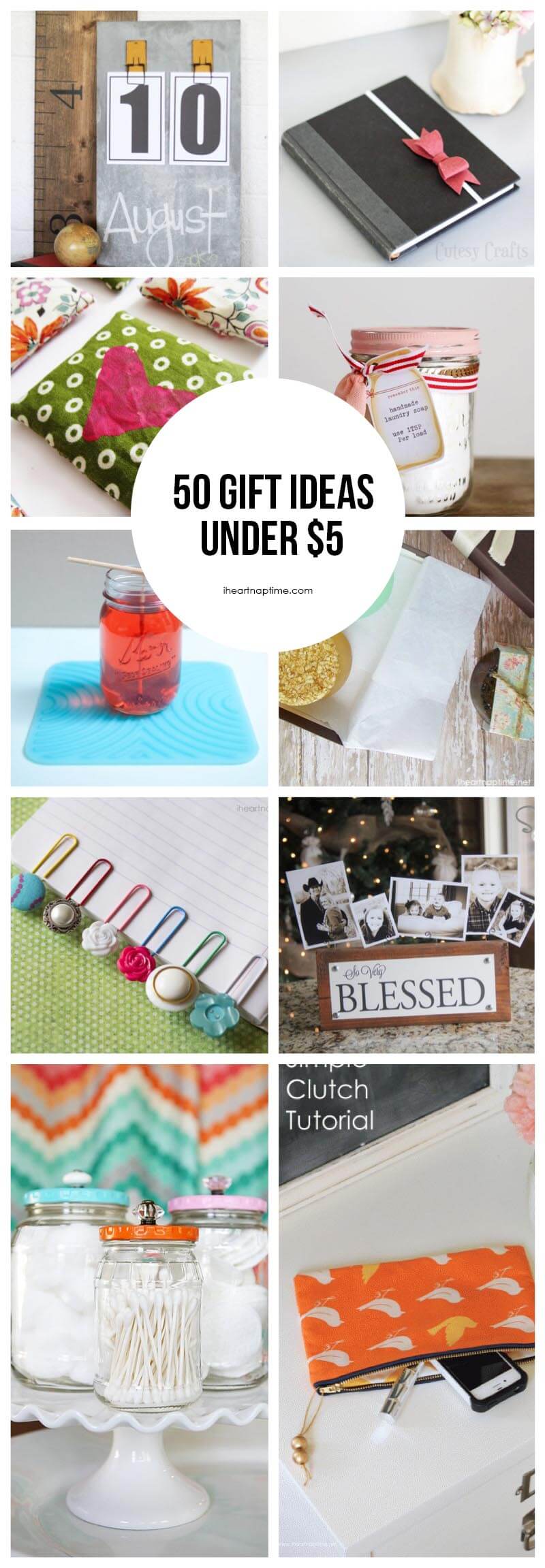50 homemade gift ideas to make for under $5 featured on iheartnaptime.com ...love all of these ideas!