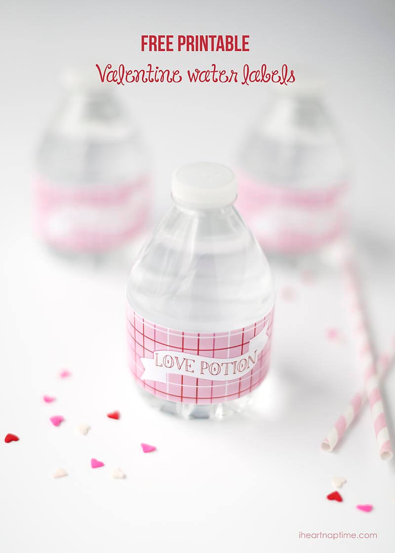 Free printable Valentine water labels