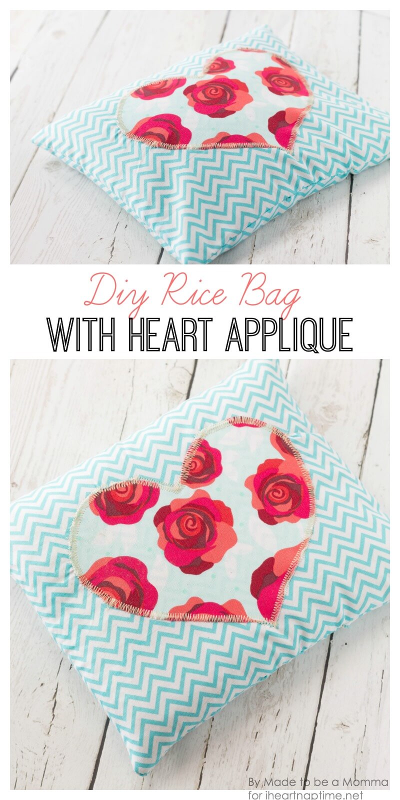 DIY Rice Bag with Heart Appliqué on iheartnaptime.com