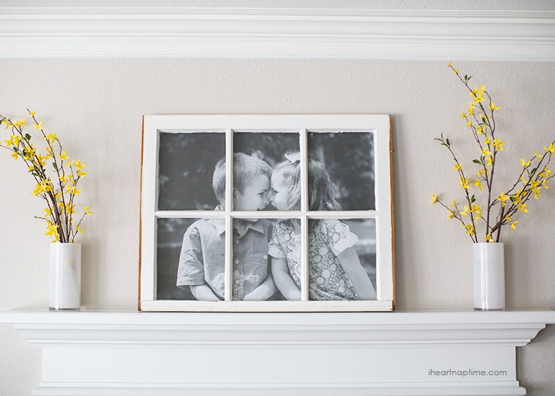 DIY Antique Window Picture Frame... great use for old windows! Cost less than $5 to make! 