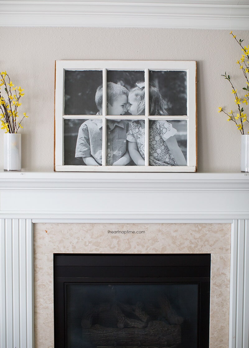 DIY Antique Window Picture Frame... great use for old windows! Cost less than $5 to make! 