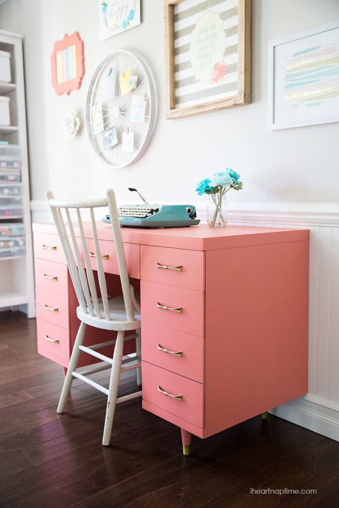 Chalk Paint Desk Makeover The Inspiration Board   Chalk Paint Desk 683x1024 