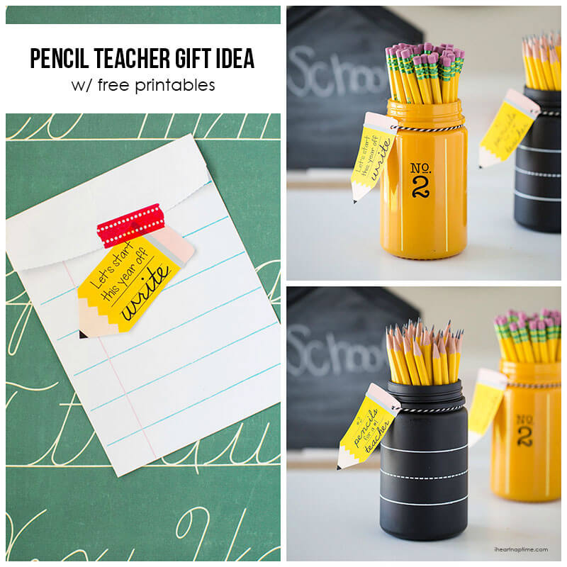 Pencil jar teacher gift idea with free printable