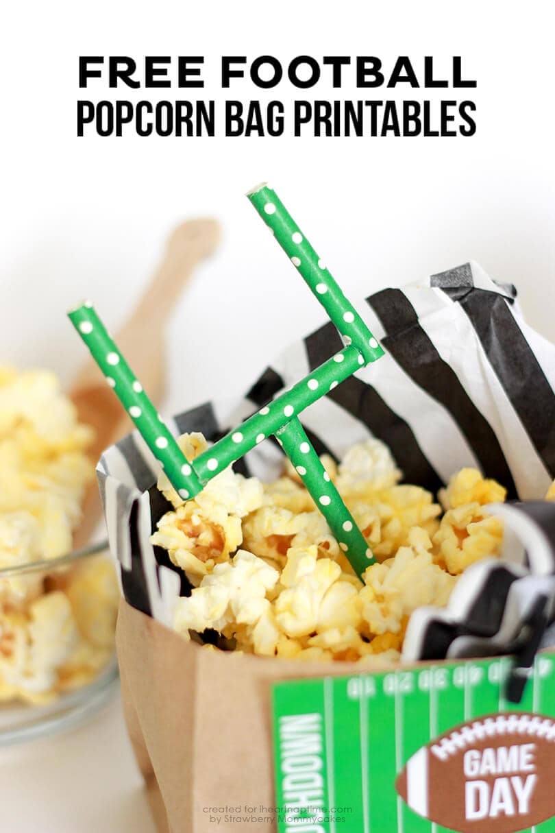 FREE Football Popcorn Bag Printables on iheartnaptime.com