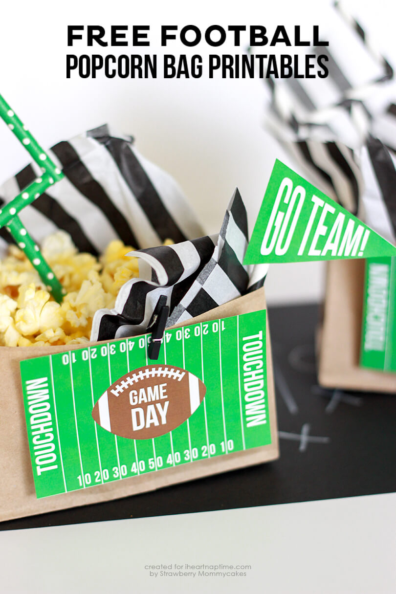 FREE Football Popcorn Bag Printables on iheartnaptime.com