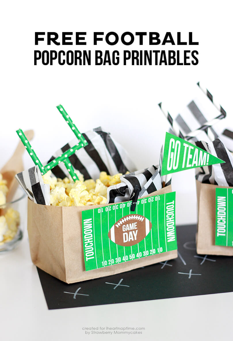 FREE Football Popcorn Bag Printables