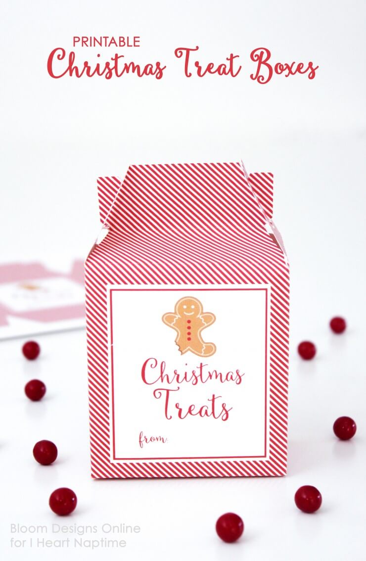 Christmas Treats Printable Box - free download, perfect for filling with sweets, treats, and gift cards!