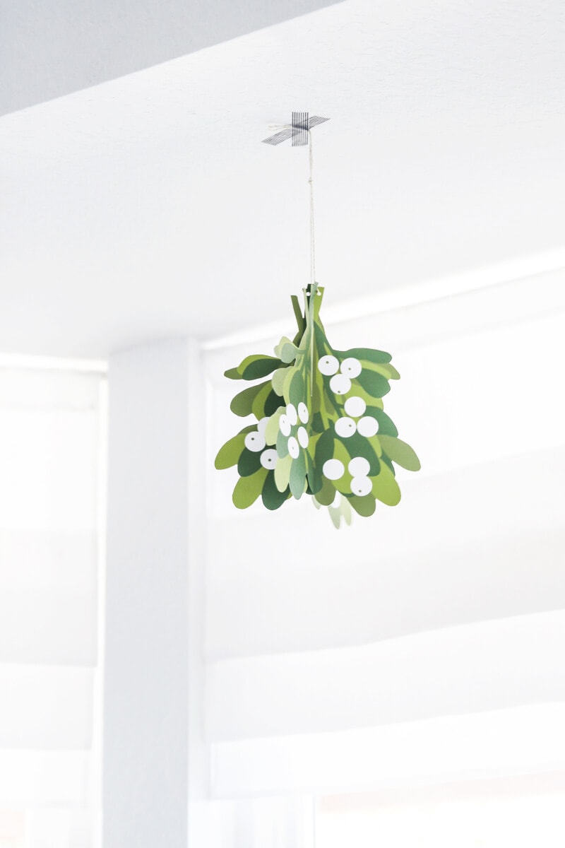 Mistletoe Free Printable - an amazing (and easy!) three-dimensional mistletoe to hang in your home this holiday season!