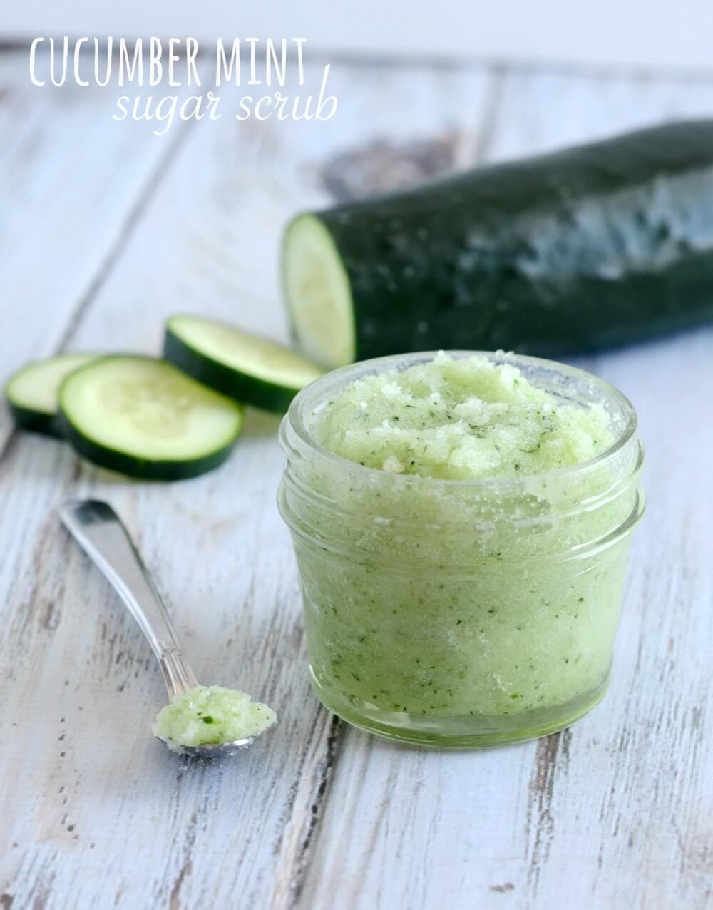 Cucumber Mint Sugar Scrub - So easy to make, and a great way to soften and revive dry, sluggish skin!