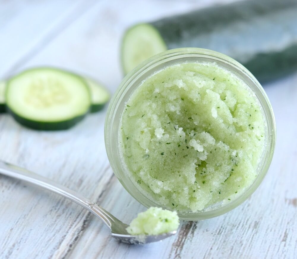 Cucumber Mint Sugar Scrub - So easy to make, and a great way to soften and revive dry, sluggish skin!