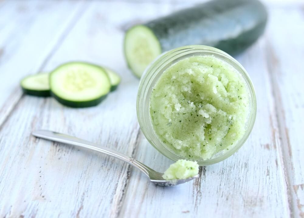 Cucumber Mint Sugar Scrub - So easy to make, and a great way to soften and revive dry, sluggish skin!