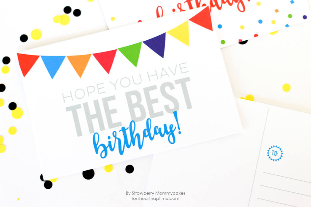 FREE Printable Birthday Postcards - I love receiving happy mail and these adorable cards make it easy by quickly being printed at home and ready to wish friends and family birthday wishes.