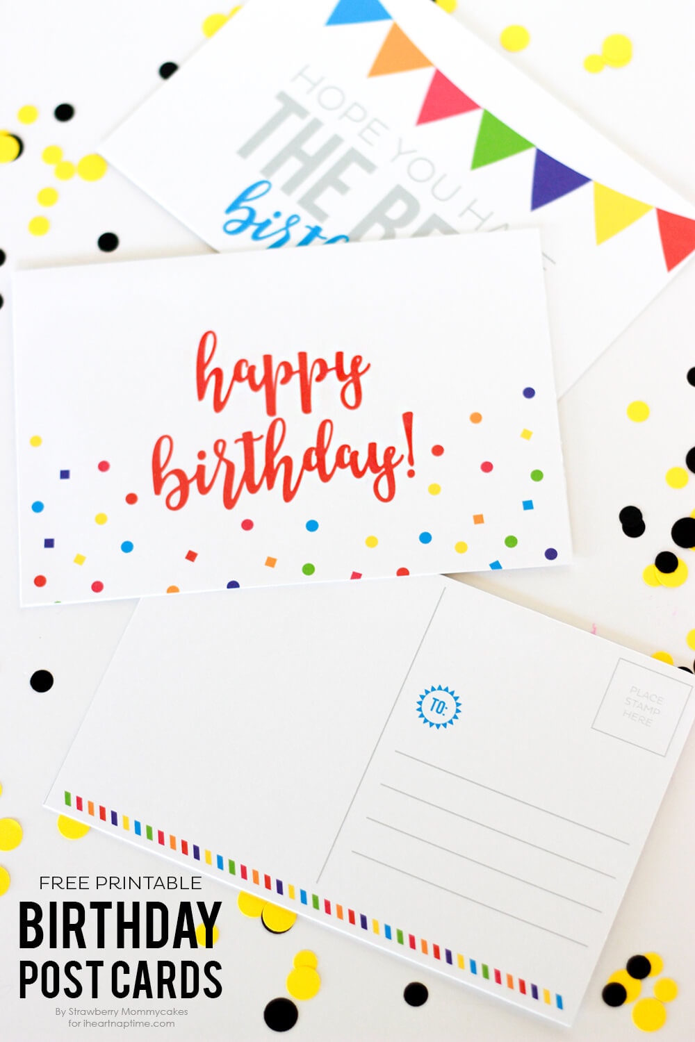 FREE Printable Birthday Postcards - I love receiving happy mail and these adorable cards make it easy by quickly being printed at home and ready to wish friends and family birthday wishes.