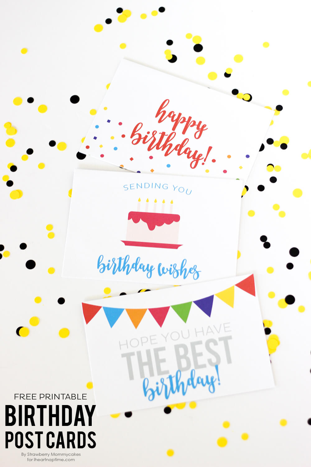 FREE Printable Birthday Postcards - I love receiving happy mail and these adorable cards make it easy by quickly being printed at home and ready to wish friends and family birthday wishes.