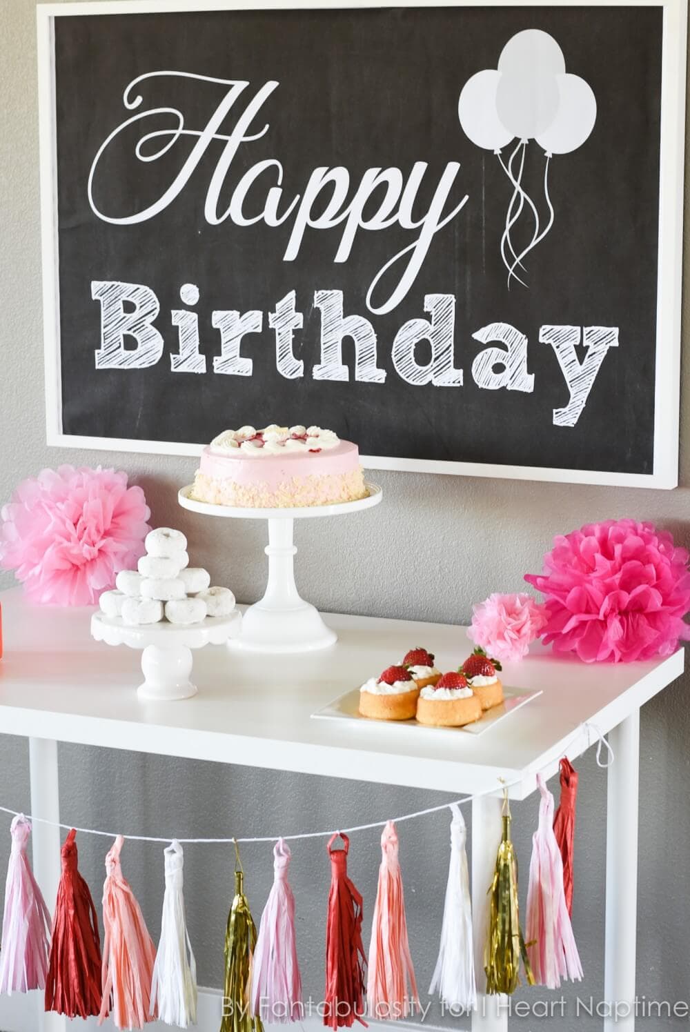 Free Happy Birthday Backdrop - Quickly decorate your dessert table for a birthday party, by simply adding this "Happy Birthday" printable to your display!