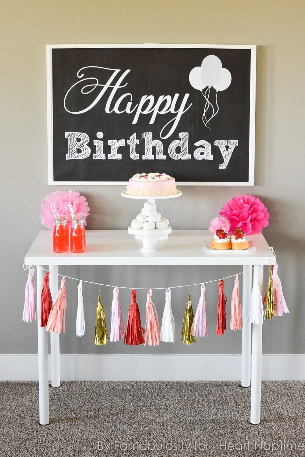 Free Happy Birthday Backdrop - Quickly decorate your dessert table for a birthday party, by simply adding this "Happy Birthday" printable to your display!