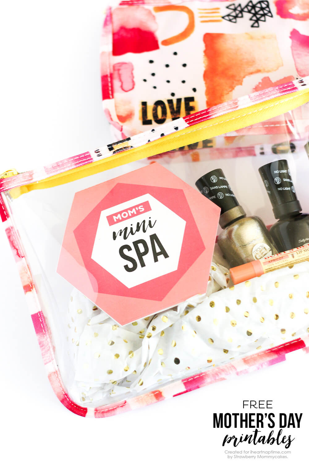 Mother's Day Mini Spa Printables - so easy to print off and stick in a cute makeup case!
