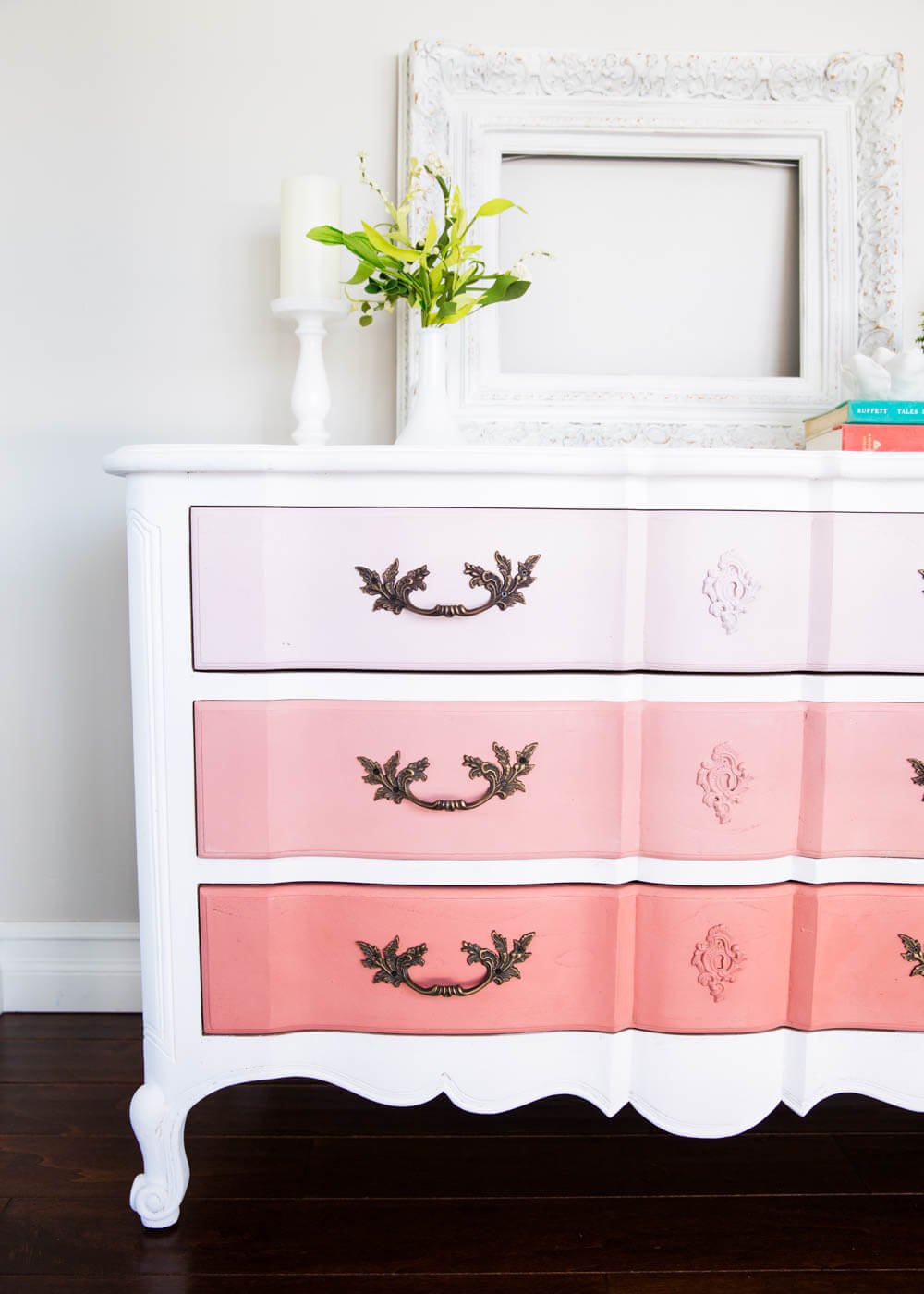 The easiest tutorial on how to paint furniture ...creating a DIY ombre dresser. Just 4 easy steps to creating this look. 