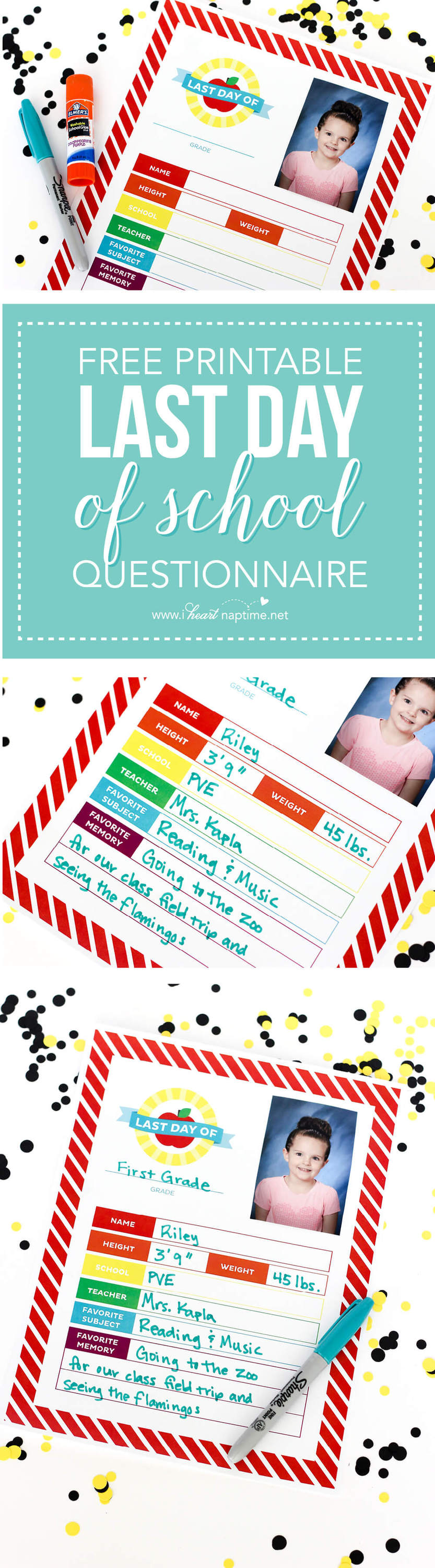 Last Day of School Questionnaire - this keepsake is a fun way to end the school year!