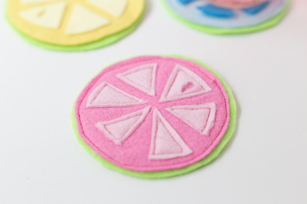 Citrus Coasters - stitching all the elements together