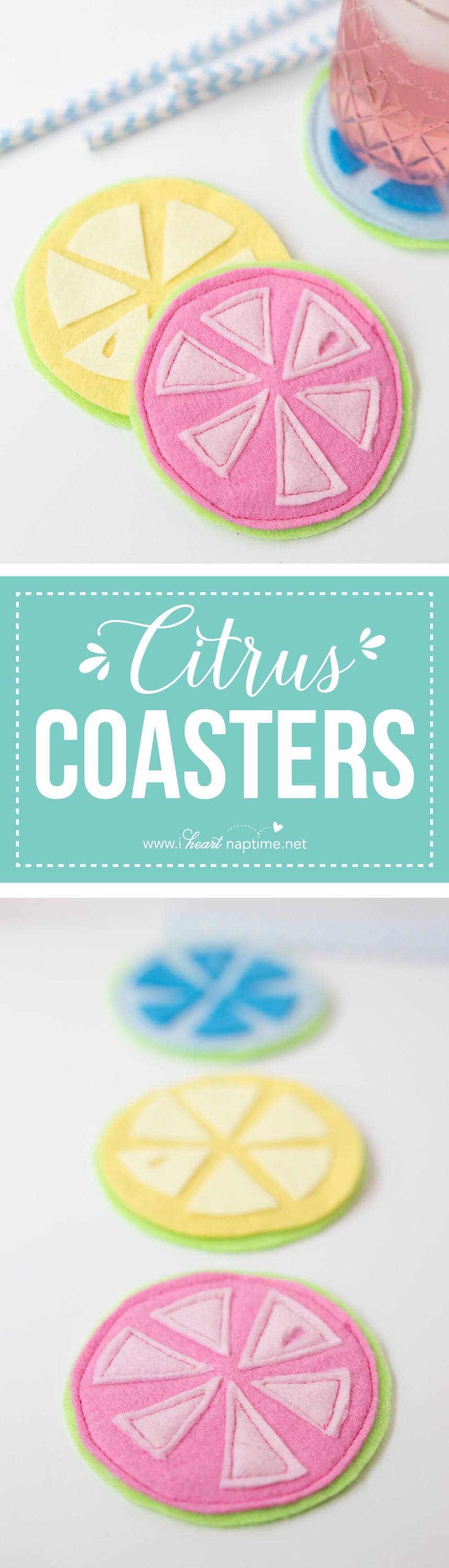 Citrus Coasters - an easy DIY to freshen up your summer table, while taking care of your ice-cold drinks!