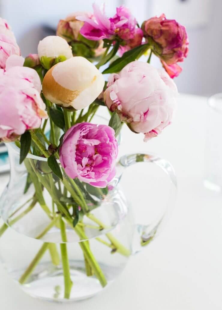 DIY Chalk Paint Table + Cheese Board -- beautiful peonies